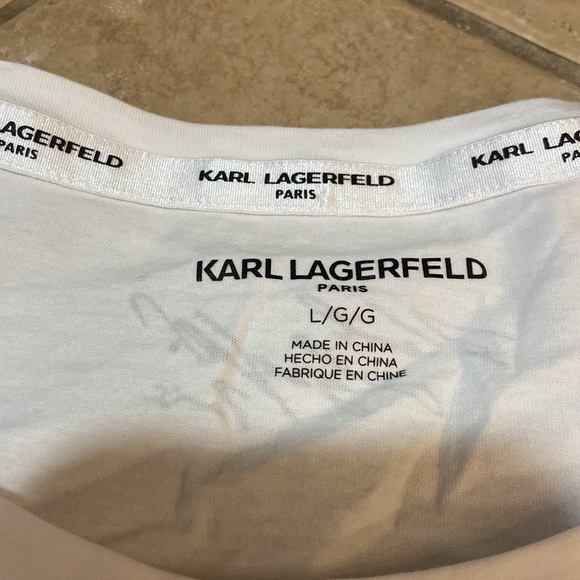 Nwt Karl Lagerfeld Graphic embellished Print T-Shirt - Picture 5 of 7